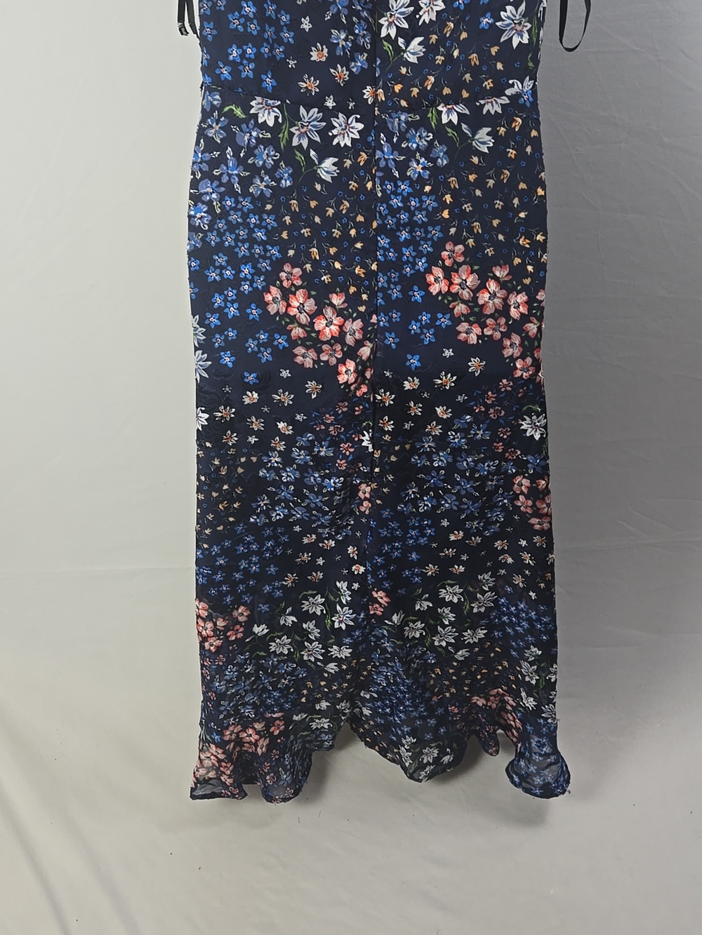 Kensie Women's Blue Floral Ruffle Midi Dress Sz 13 V-Neck Whimsical Fairy Boho - Picture 6 of 10